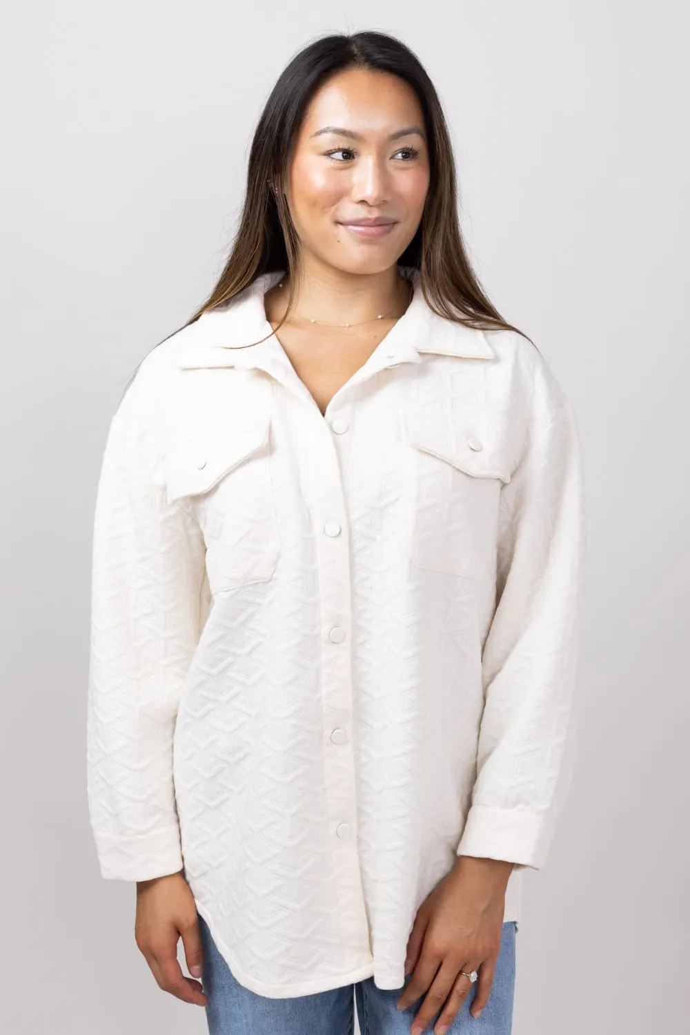 Simply Southern Quilted Shacket for Women in Vanilla | PP-0224-SHKT-QLTD-VNLA