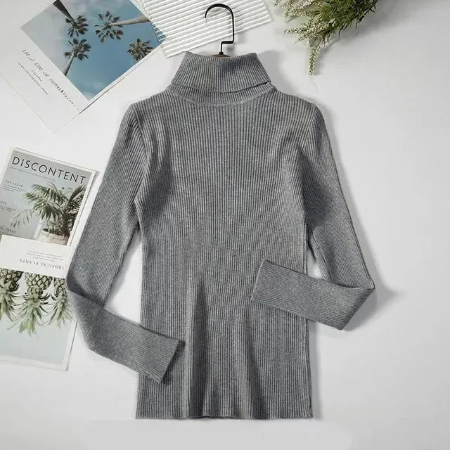 Slim Knit Turtleneck Sweater – Soft, Buttoned, and Cozy for Autumn & Winter
