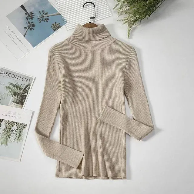 Slim Knit Turtleneck Sweater – Soft, Buttoned, and Cozy for Autumn & Winter