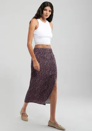 Slit Detailed Printed Skirt