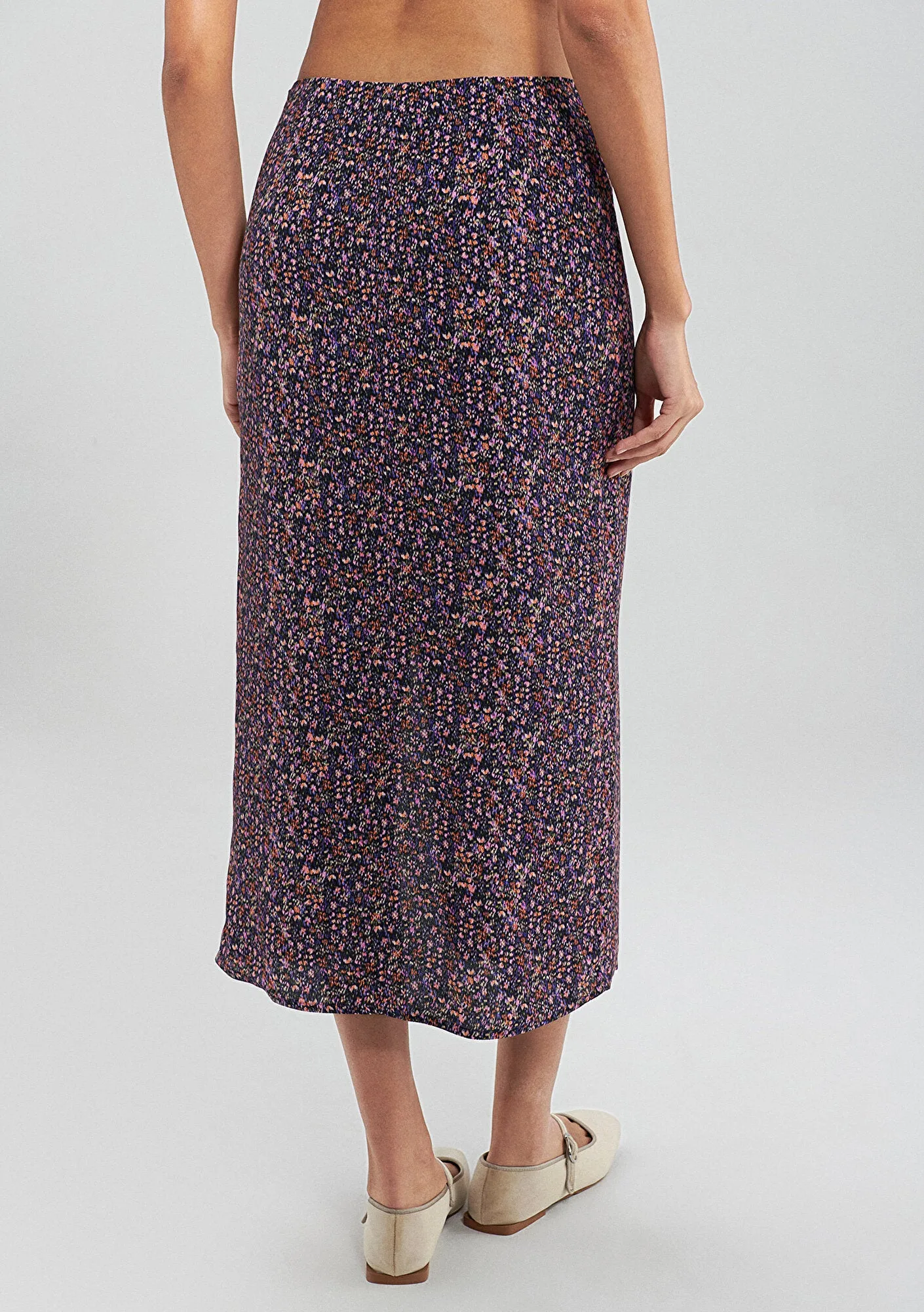 Slit Detailed Printed Skirt