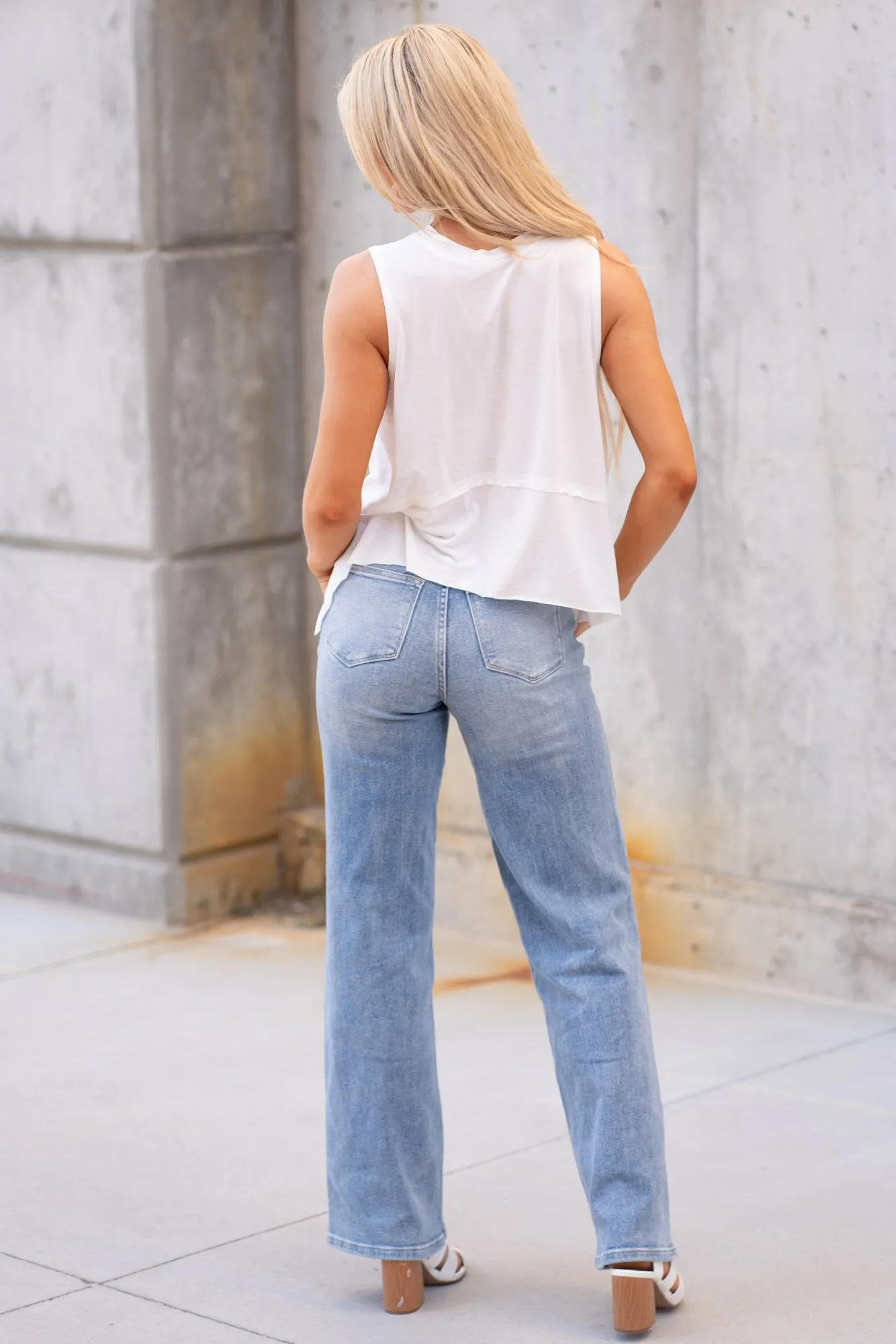 Slit High-Low Round Neck Tank