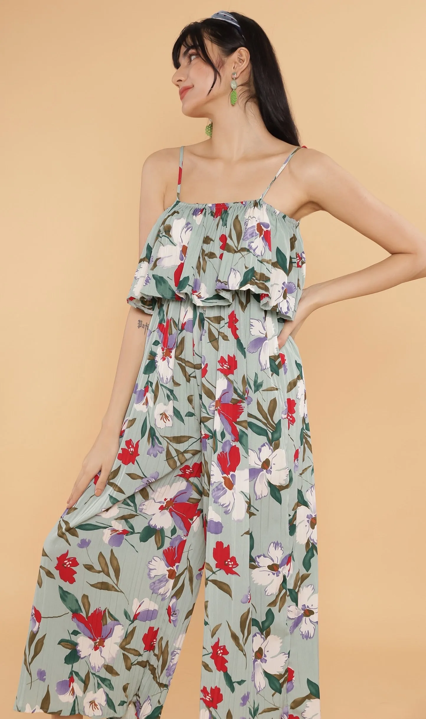 SOLANA Tiered Jumpsuit (Mint)