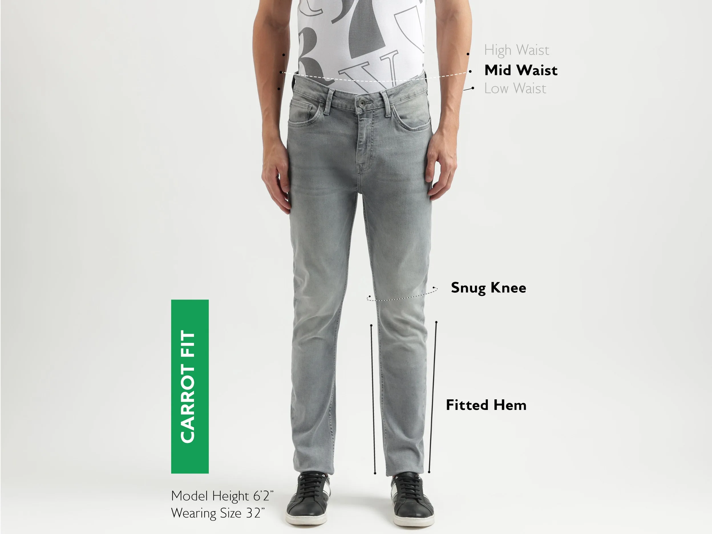 Solid Pattern Carrot Fit Jeans