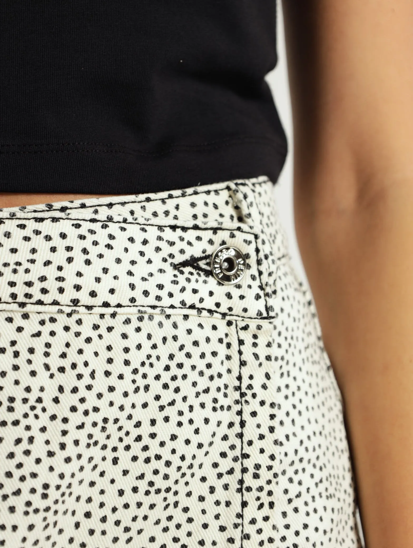 Spot Printed Skort - Cream