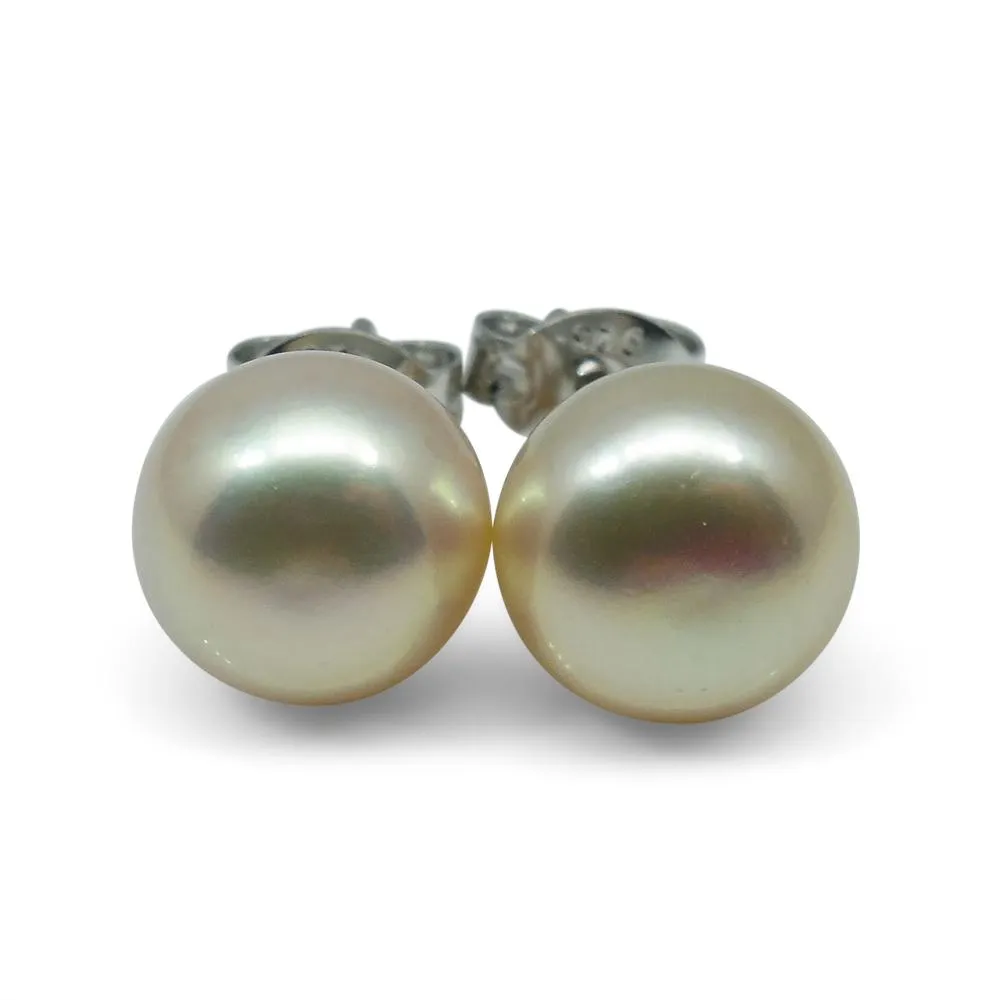 Sterling Silver 8mm Pair Natural Baby Pink Pearl Stud Earrings