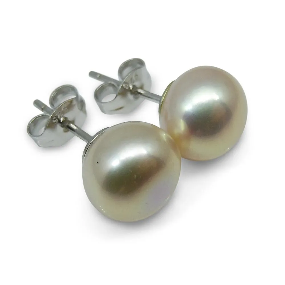 Sterling Silver 8mm Pair Natural Baby Pink Pearl Stud Earrings