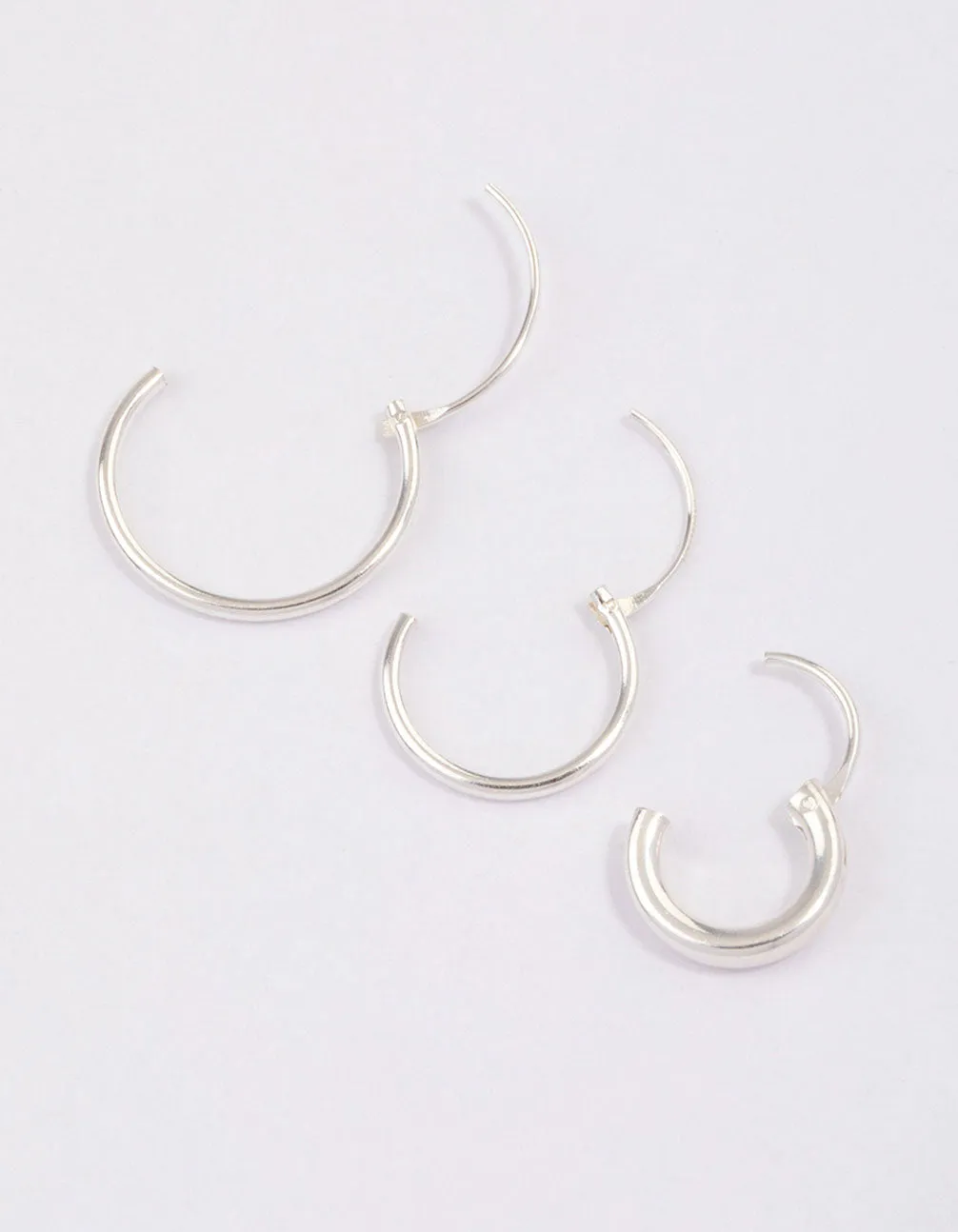Sterling Silver Mixed Thick Hoop Earrings Pack