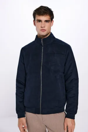 Suede effect quilted jacket - Navy