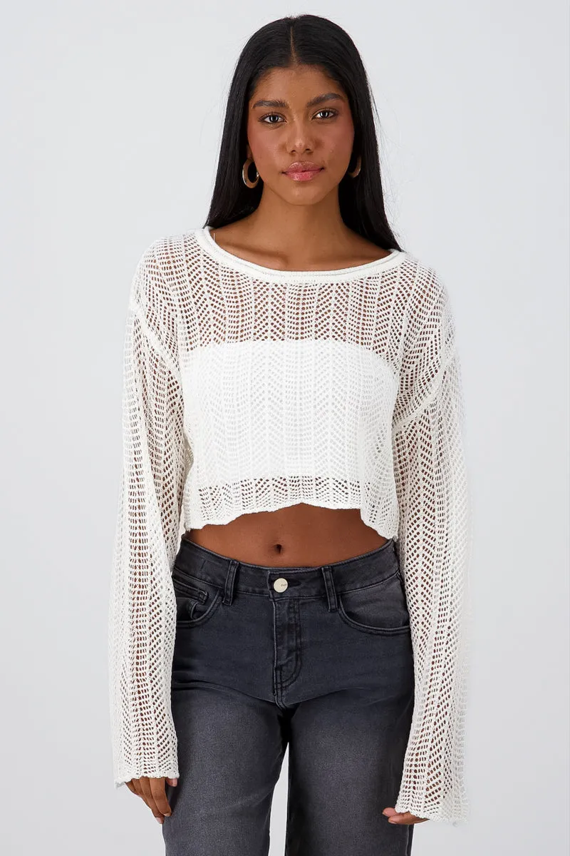 Sueter Cropped Tipo Crochet