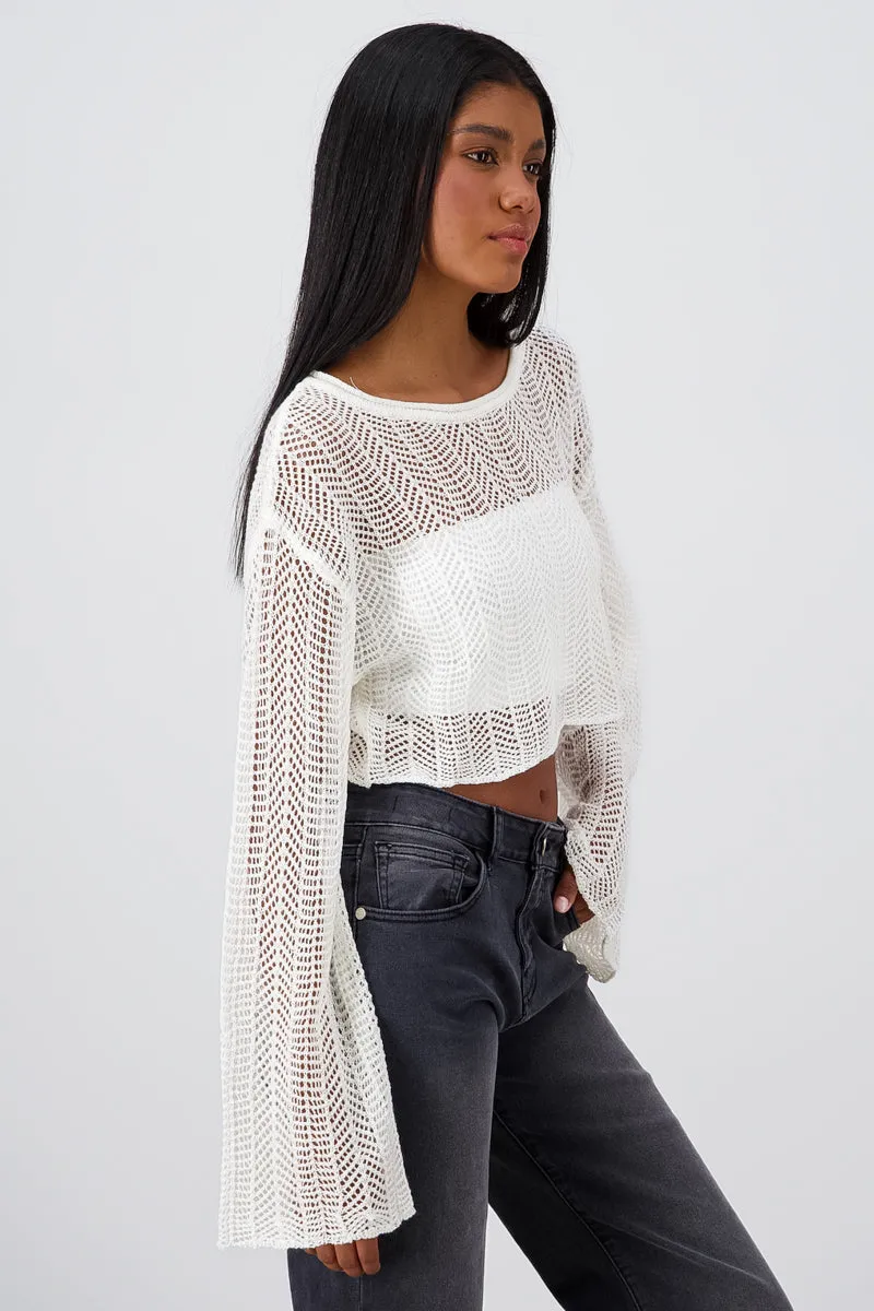Sueter Cropped Tipo Crochet