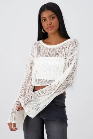 Sueter Cropped Tipo Crochet