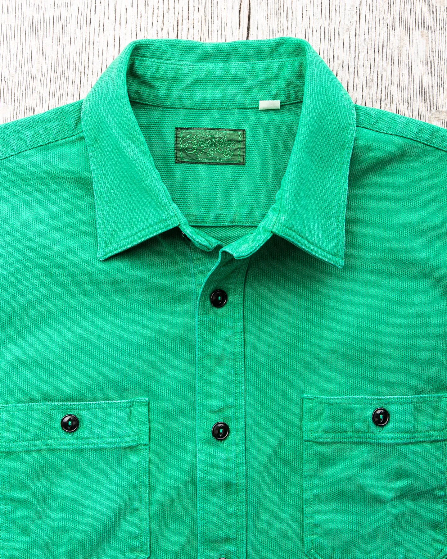 Sugar Cane & Co. Heavy Pique Shirt Pigment Dyed Green