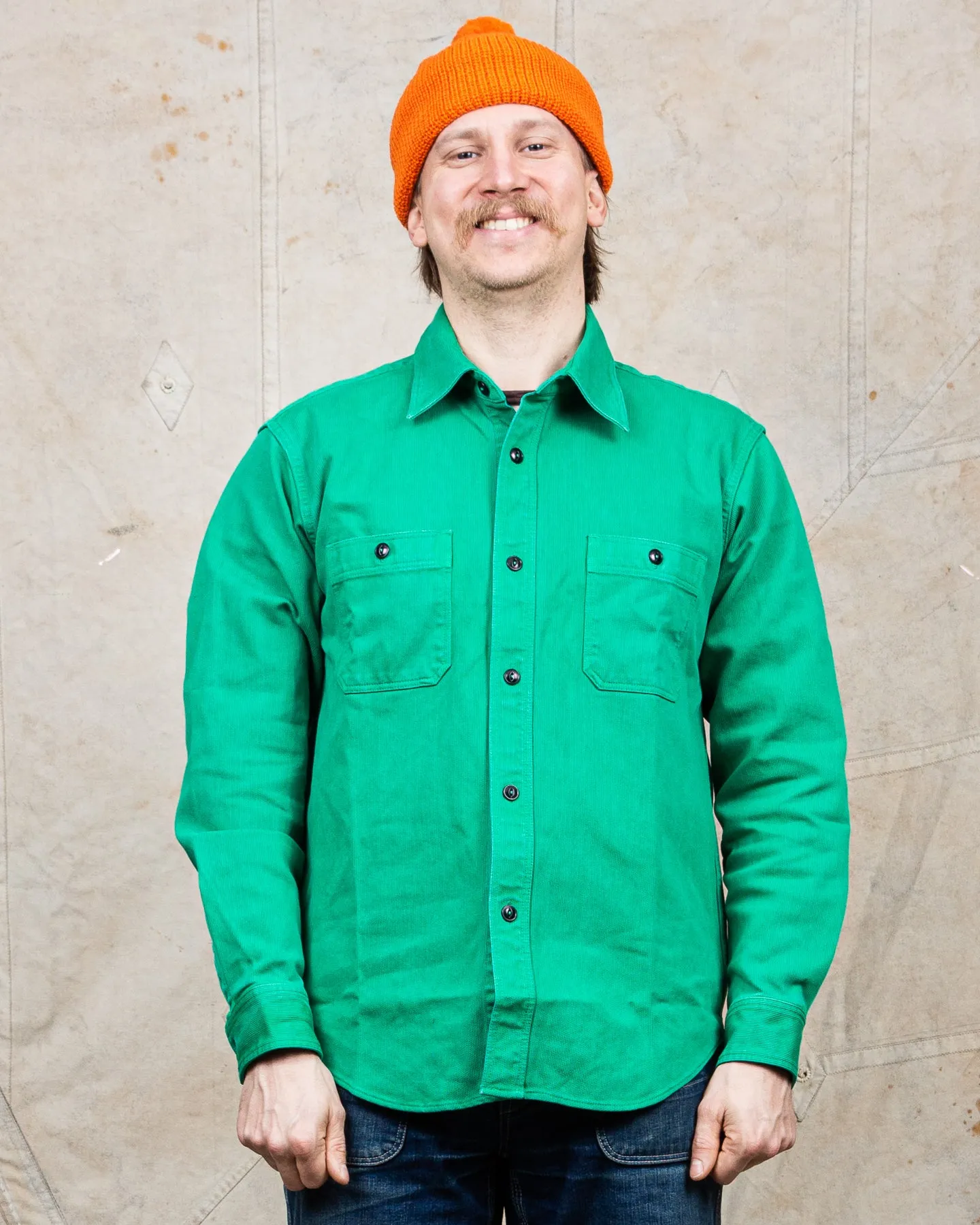Sugar Cane & Co. Heavy Pique Shirt Pigment Dyed Green