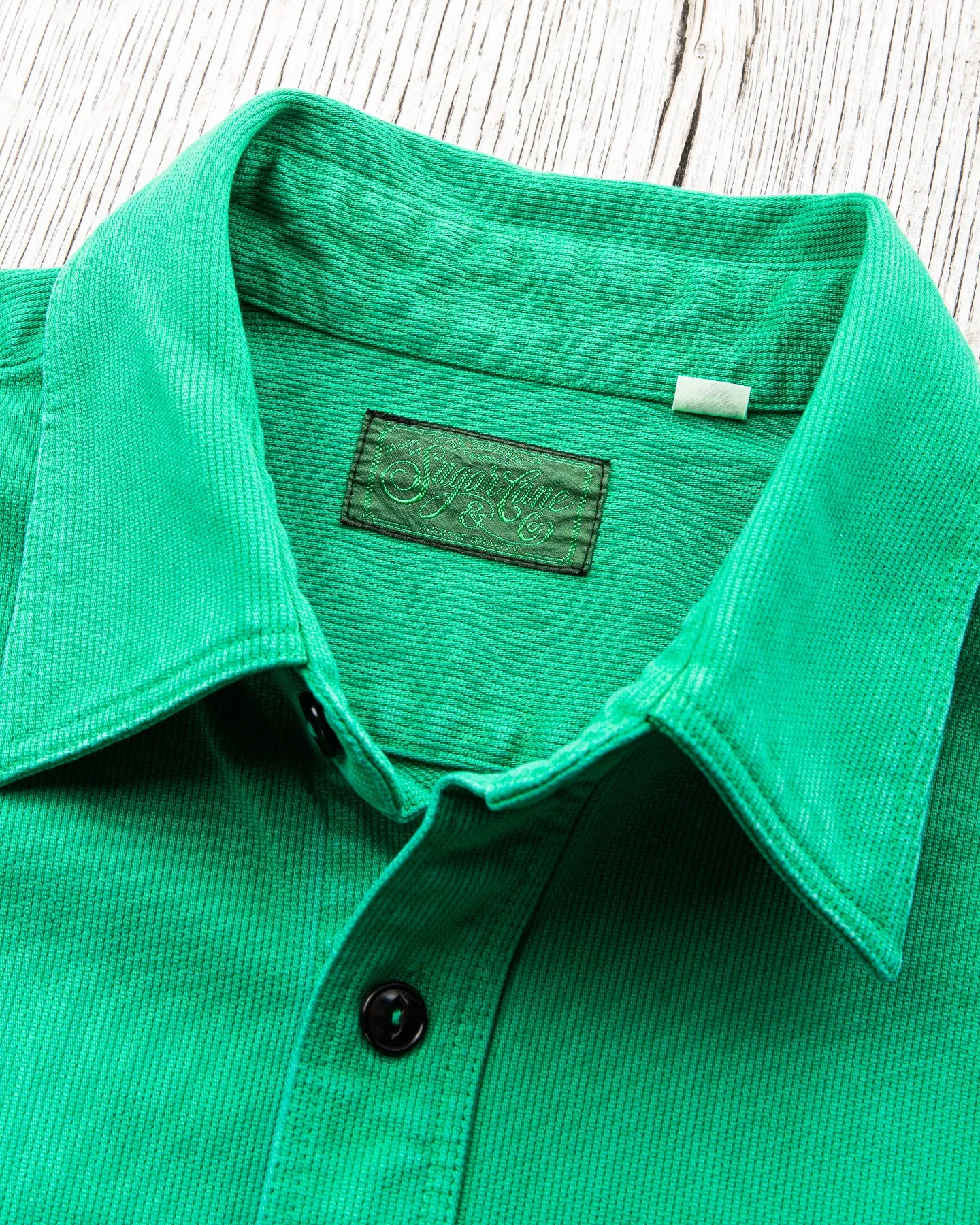 Sugar Cane & Co. Heavy Pique Shirt Pigment Dyed Green