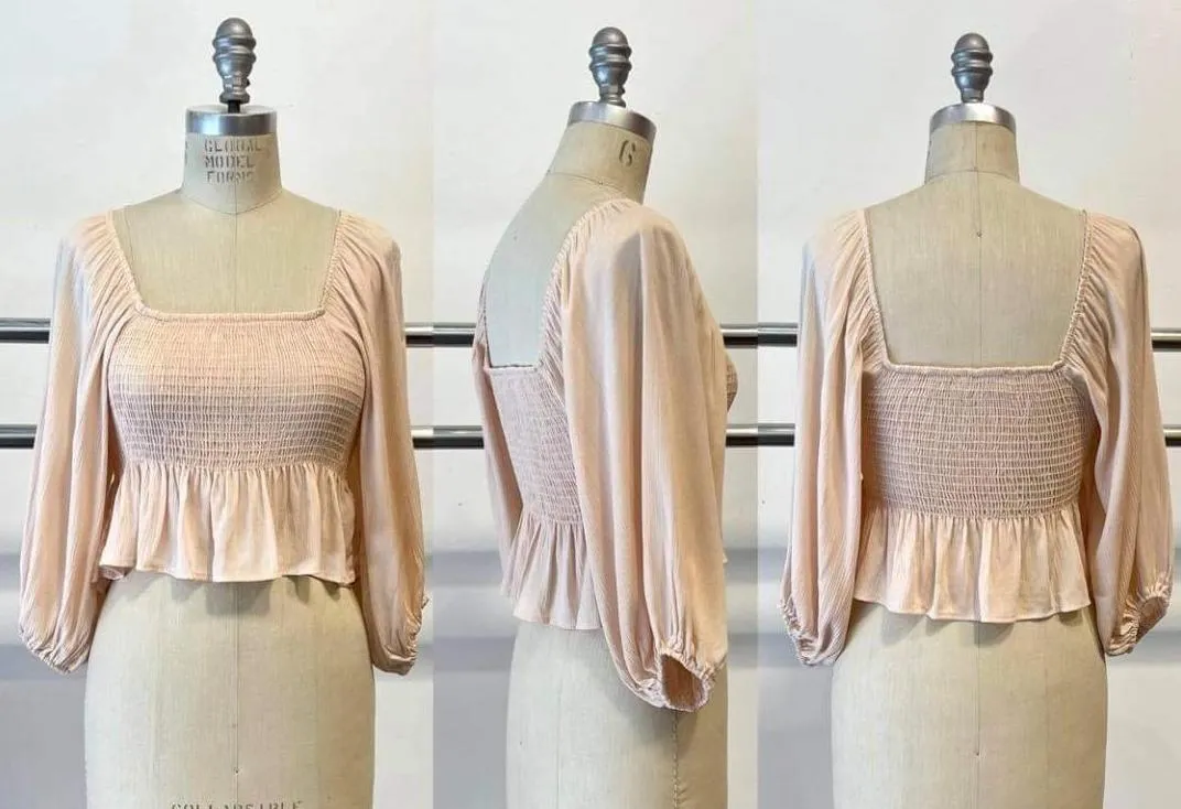 Summer Dreams 3/4 Sleeve Smocked Boho Blouse