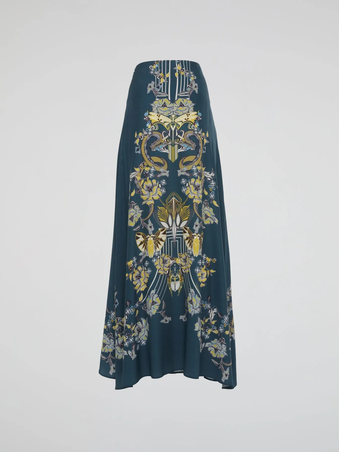 Teal Printed Maxi Skirt