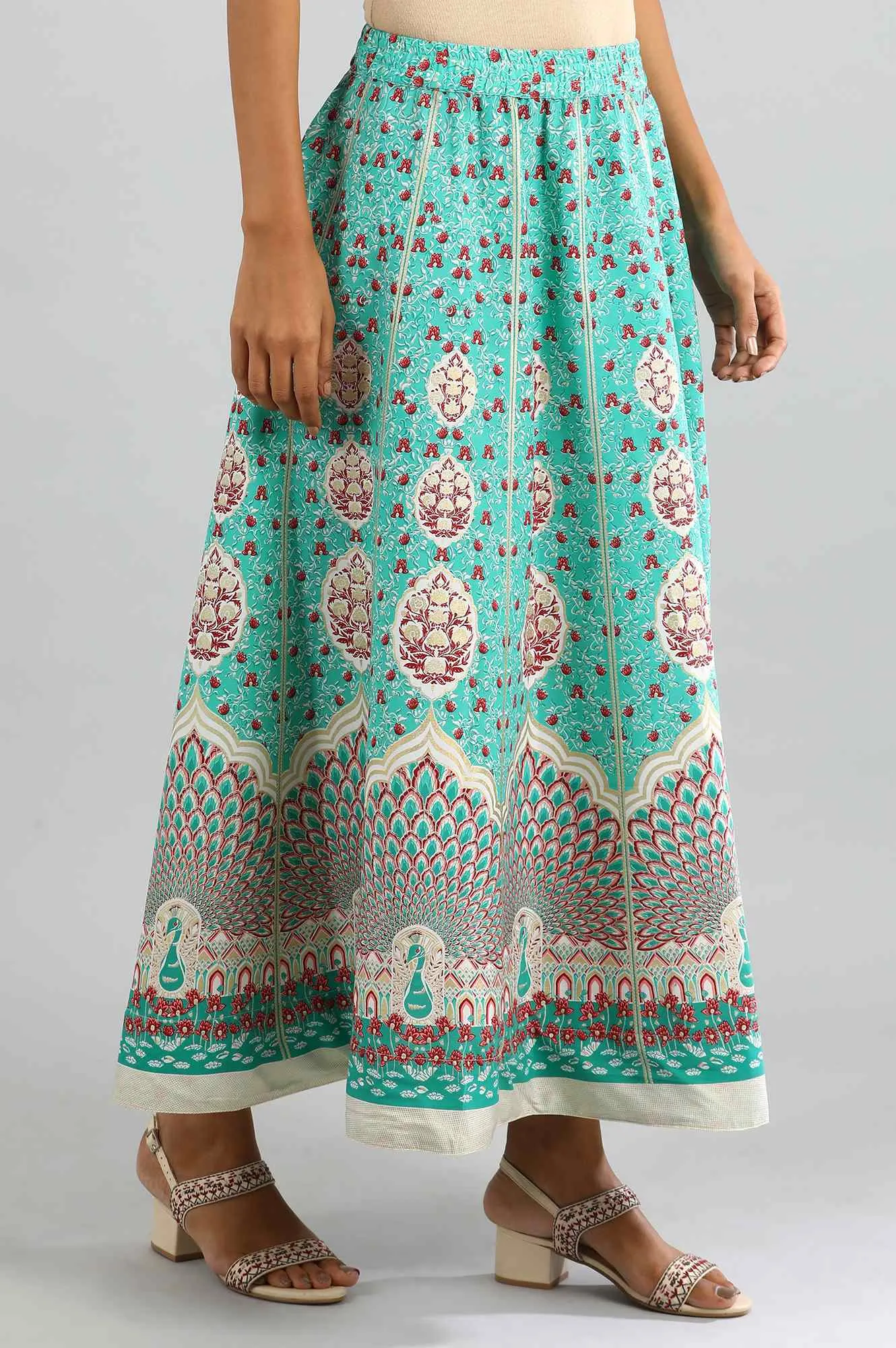 Teal Printed Skirt