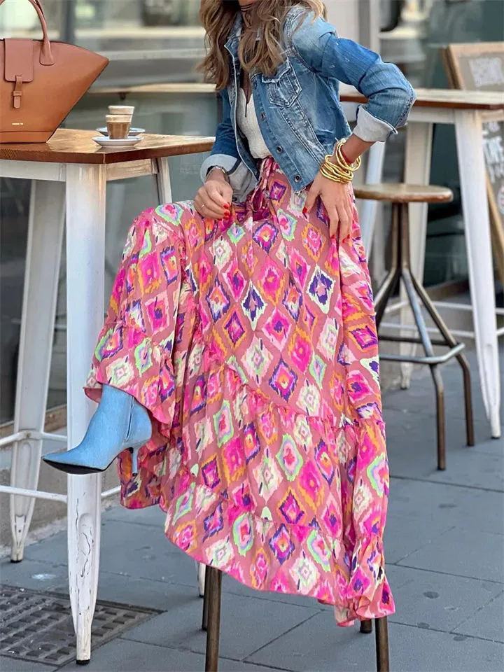 Temperament Breathable Ladies Street Printed Skirts