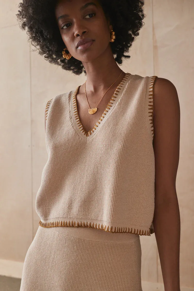 The Bronwynne Knit Vest in Cashew