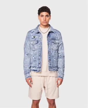 The Couture Club Bandana Distressed Denim Jacket Blue