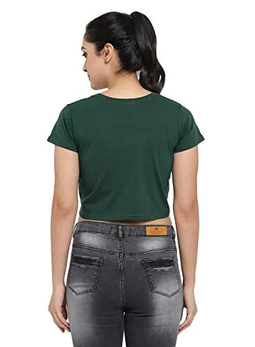 The Dance Bible Women Printed Cotton Crop Top for Dance, Fitness, Yoga, (Eat Sleep Gym Repeat, Green, Medium)