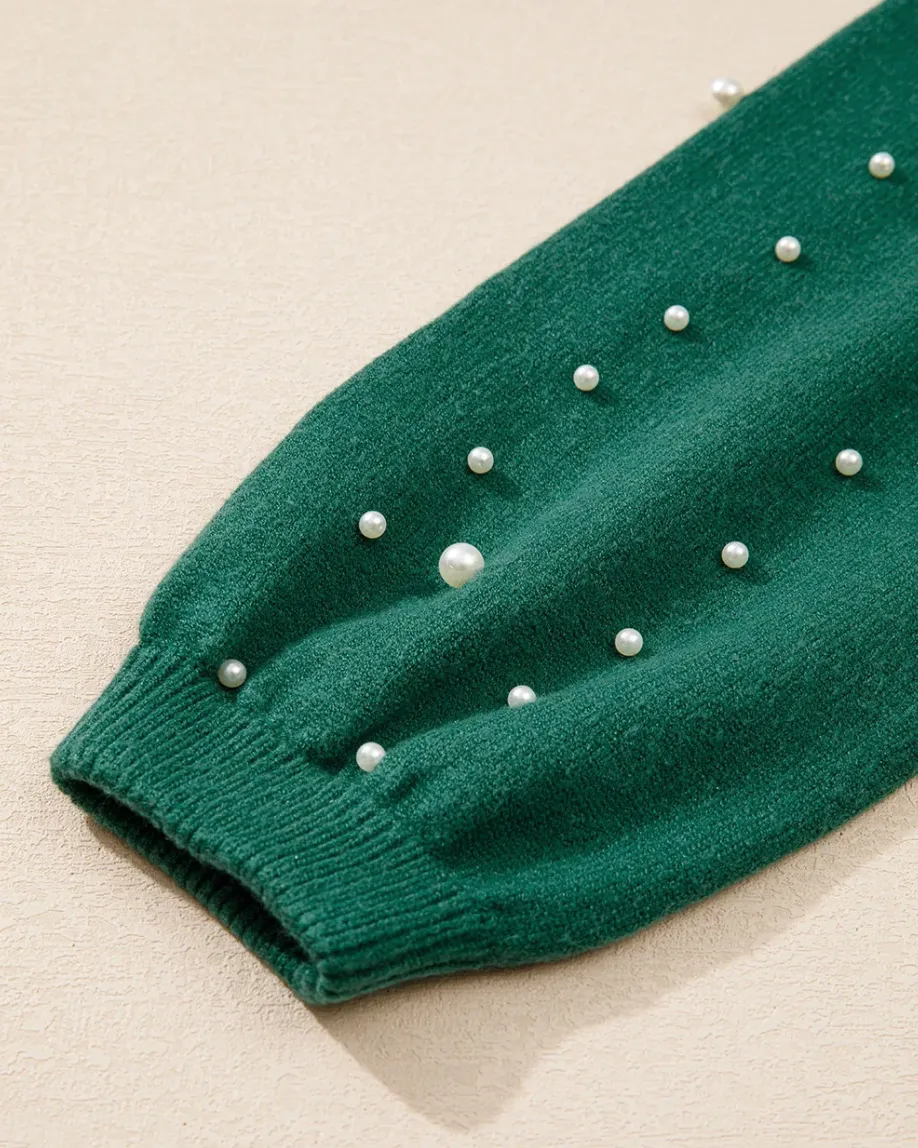 The Lace Boutique Collection - Debbie's Polished Pearl Sweater in Green