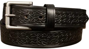 The Maverick: Men's Black Celtic Leather Belt 1.50"