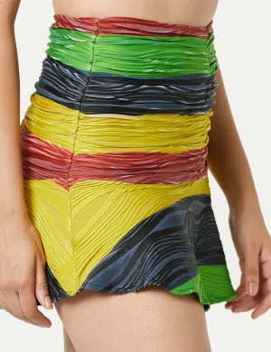 Theophillio, Women's Rasta Printed Ruche Skirt, S