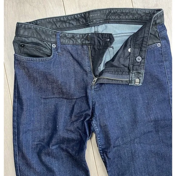 Theory Women Skinny Raegan Jeans Indigo Size 8 Made in US MSRP $230