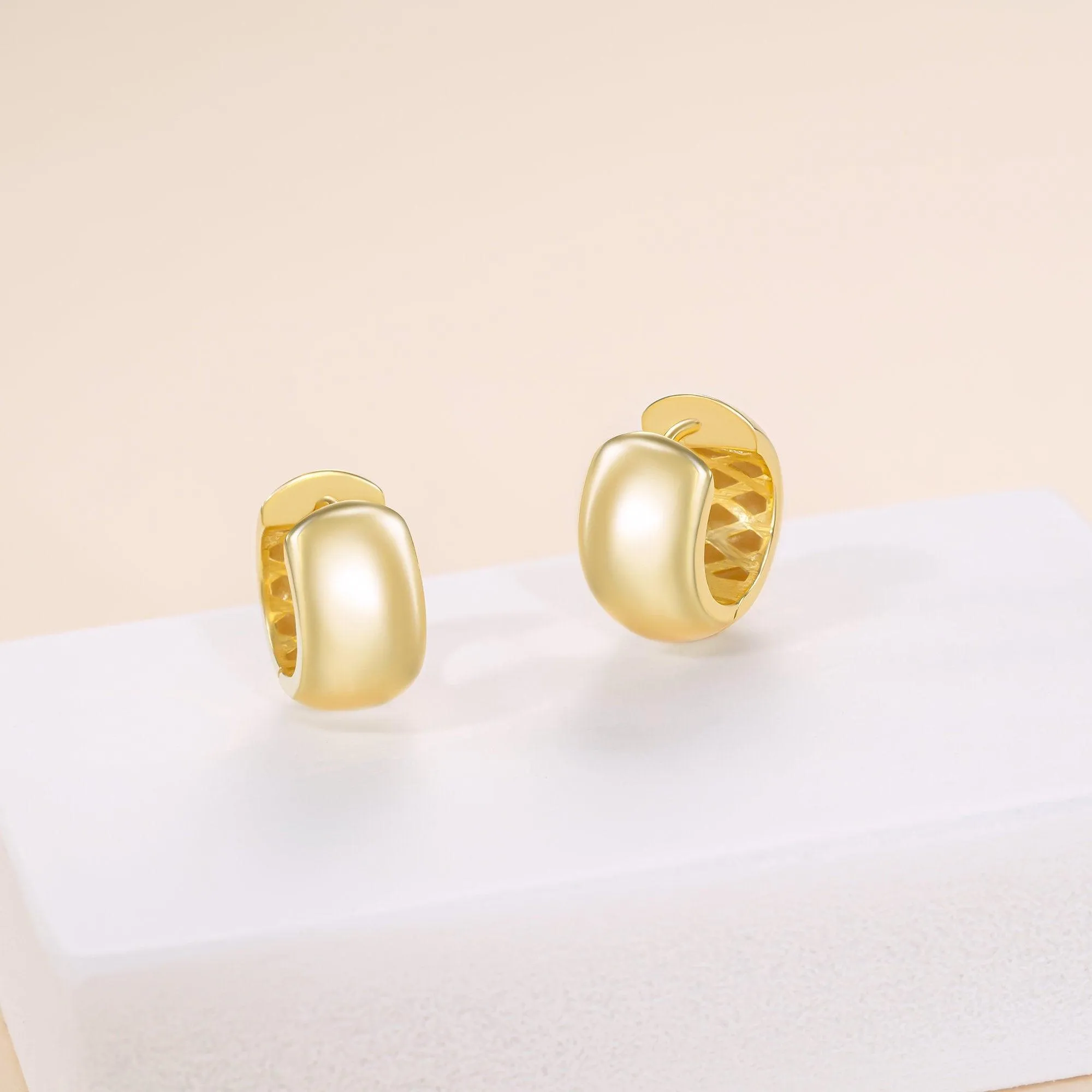 Thick Hinged Huggie Earrings - 18K Gold Vermeil