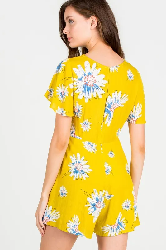 TIFFANY FLORAL PRINT YELLOW ROMPER