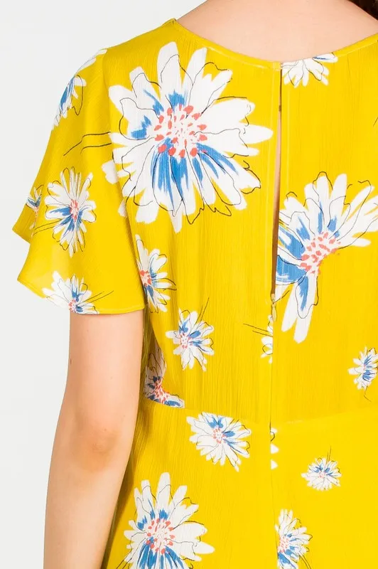 TIFFANY FLORAL PRINT YELLOW ROMPER
