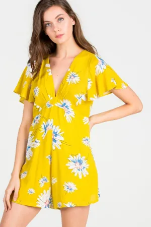 TIFFANY FLORAL PRINT YELLOW ROMPER
