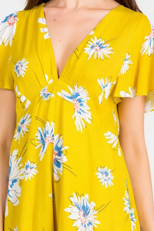 TIFFANY FLORAL PRINT YELLOW ROMPER
