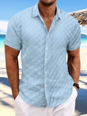 Trendy Men's Mesh Textured Short Sleeve Shirt