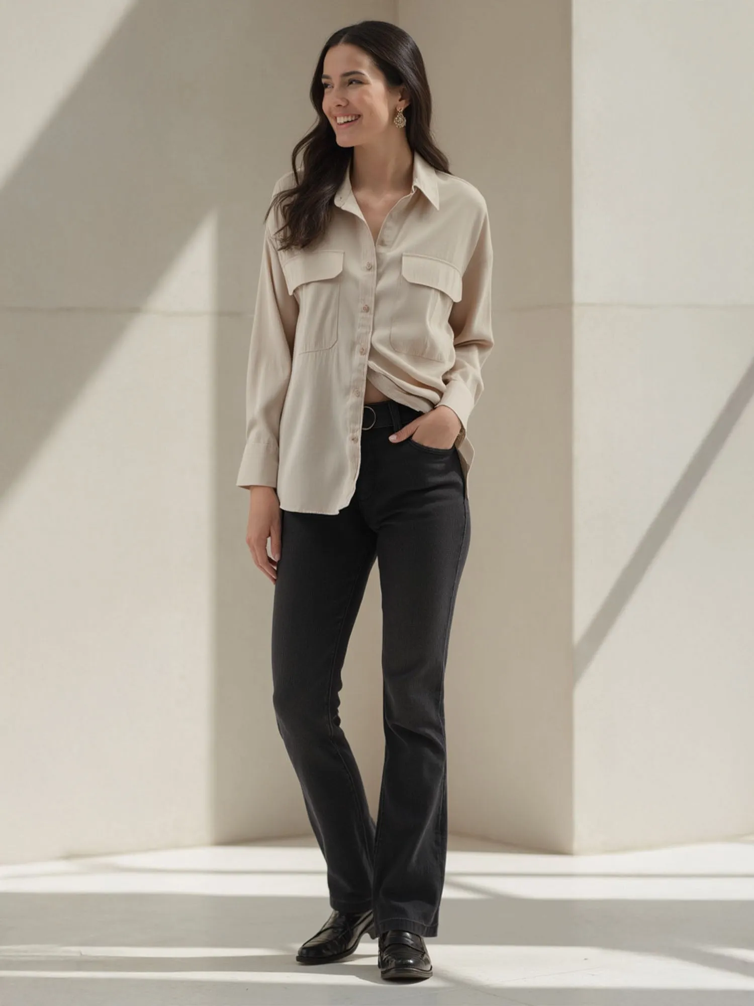 Two Pocket Oversized Button Down Shirt