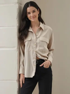 Two Pocket Oversized Button Down Shirt