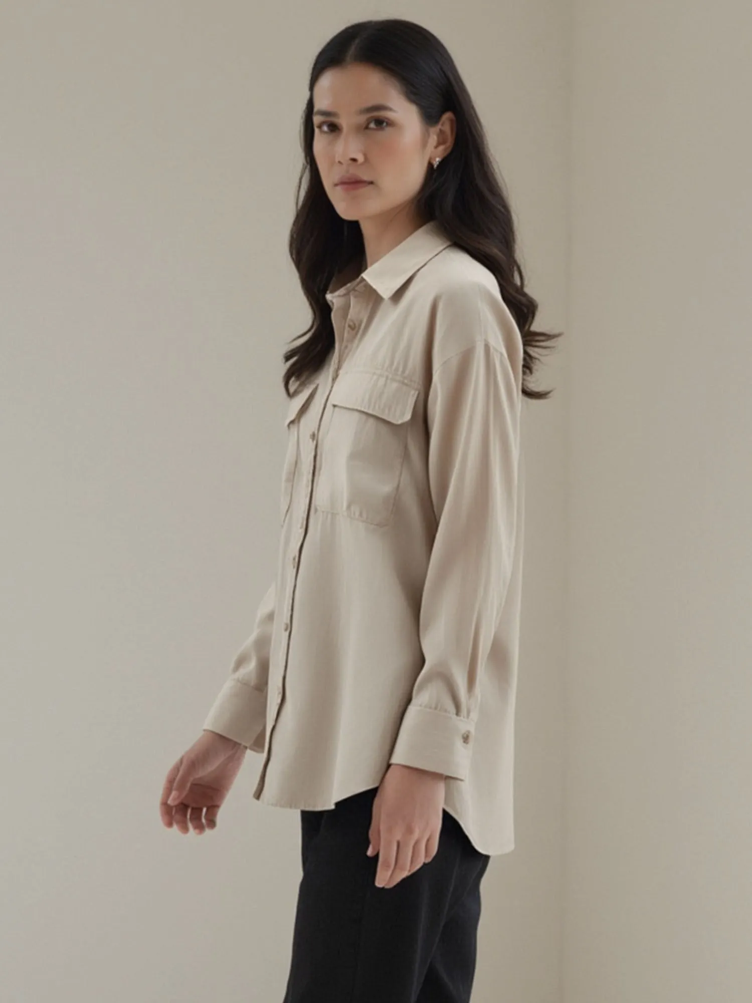 Two Pocket Oversized Button Down Shirt
