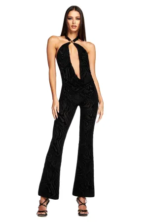 VALENTINA JUMPSUIT - BLACK BURNOUT