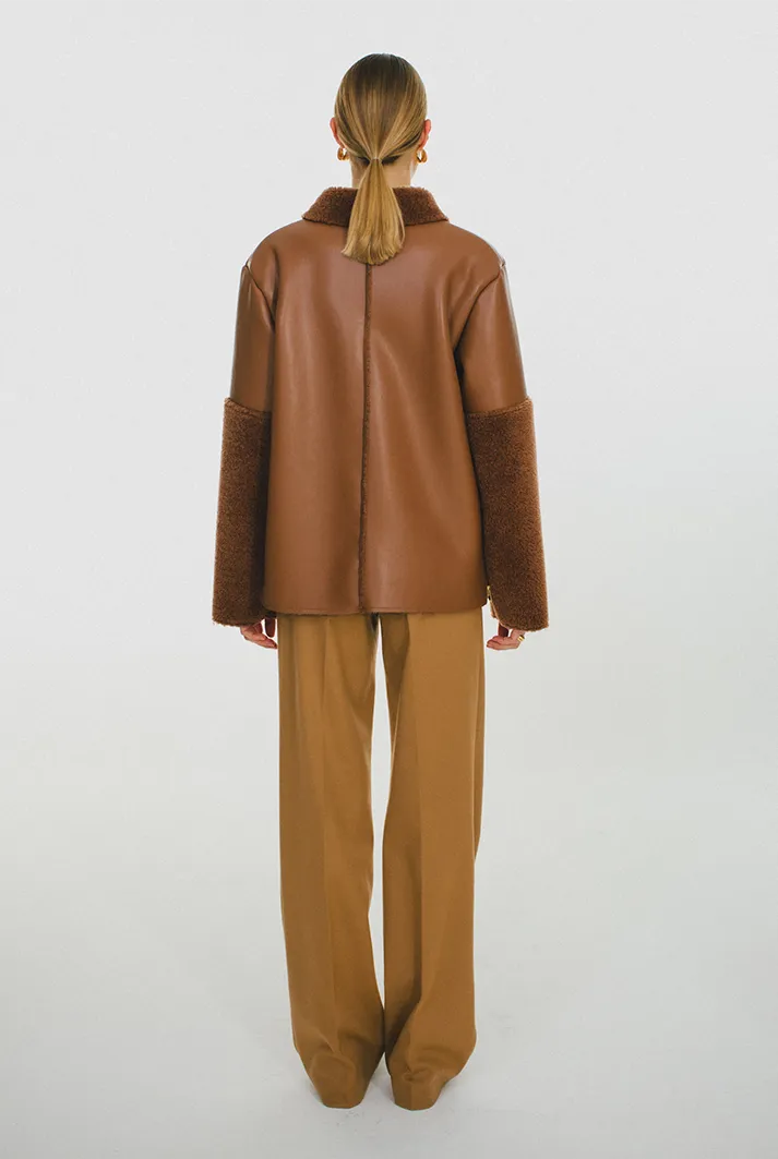 Vegan Leather Baseball Jacket