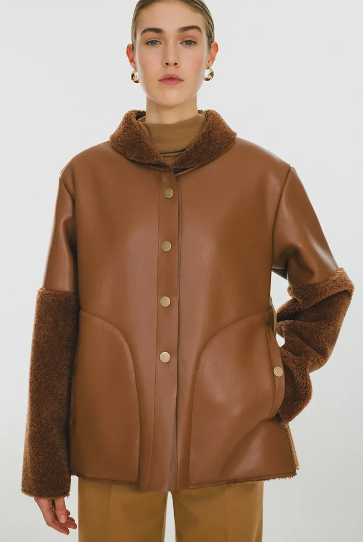 Vegan Leather Baseball Jacket