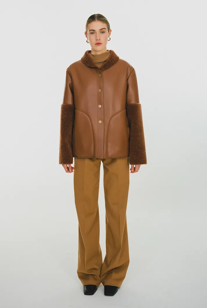 Vegan Leather Baseball Jacket