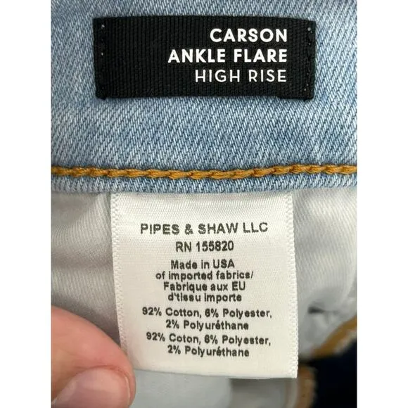 Veronica Beard Jeans Carson Ankle Flare High Rise Blue 25 Blue Ridge