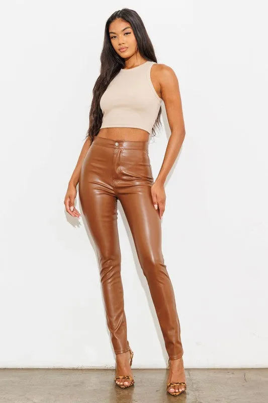 Vibrant M.i.U Vegan Leather Skinny Jeans