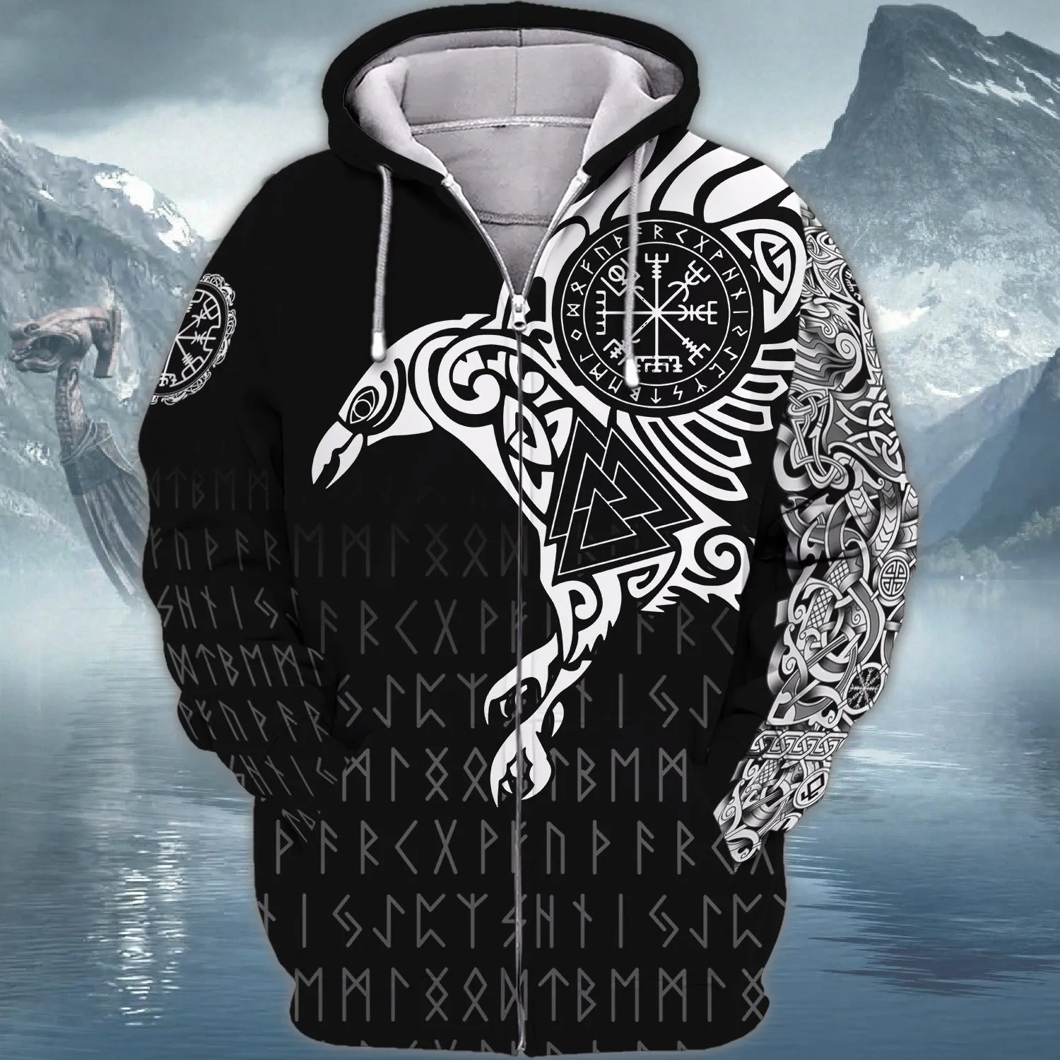 Vikings The Raven of Odin Tattoo 3D Printed Hoodie Tshirt