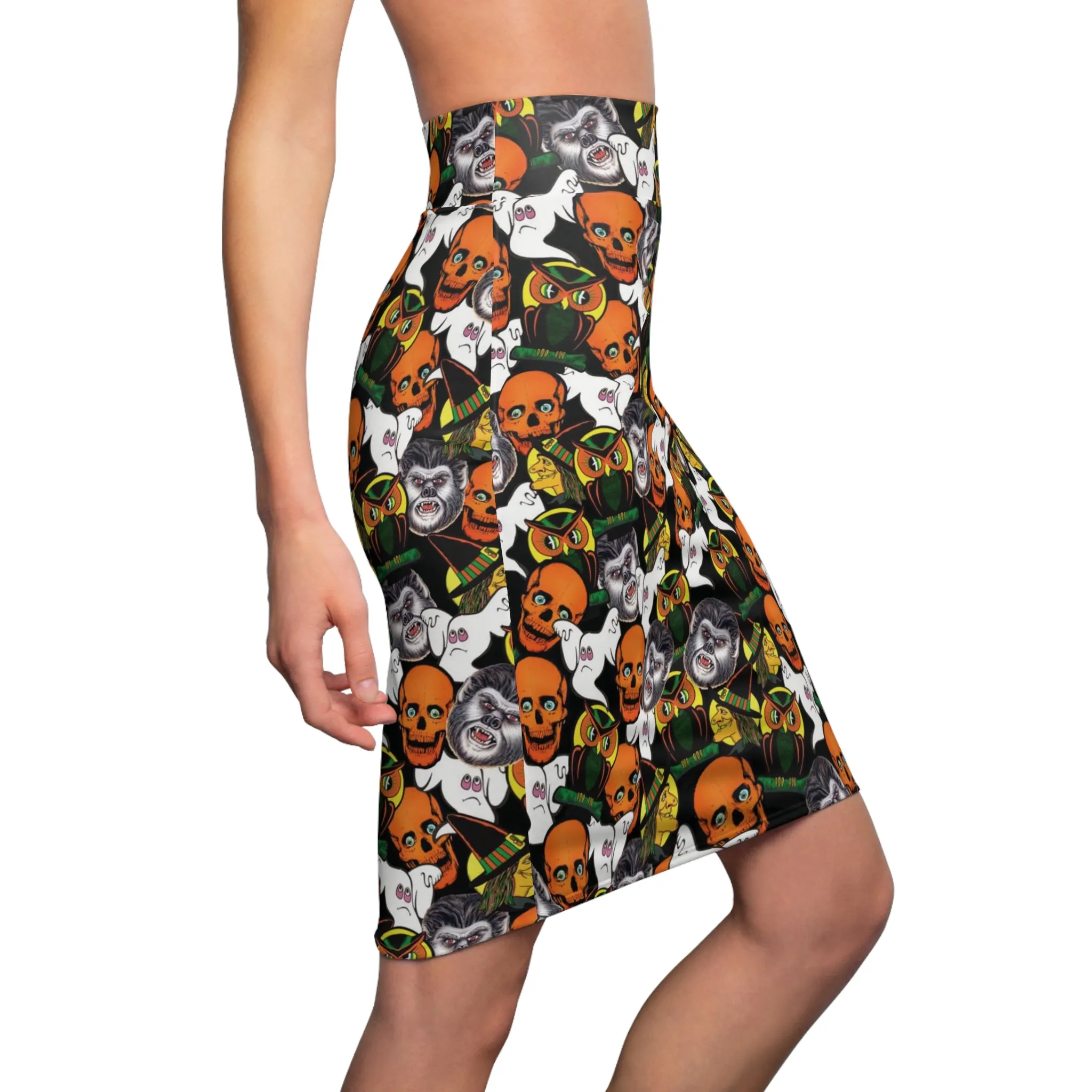 Vintag Halloween Mid Century Womens Tight Short Pencil Skirt  - Saiko Studio
