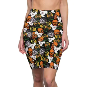 Vintag Halloween Mid Century Womens Tight Short Pencil Skirt  - Saiko Studio