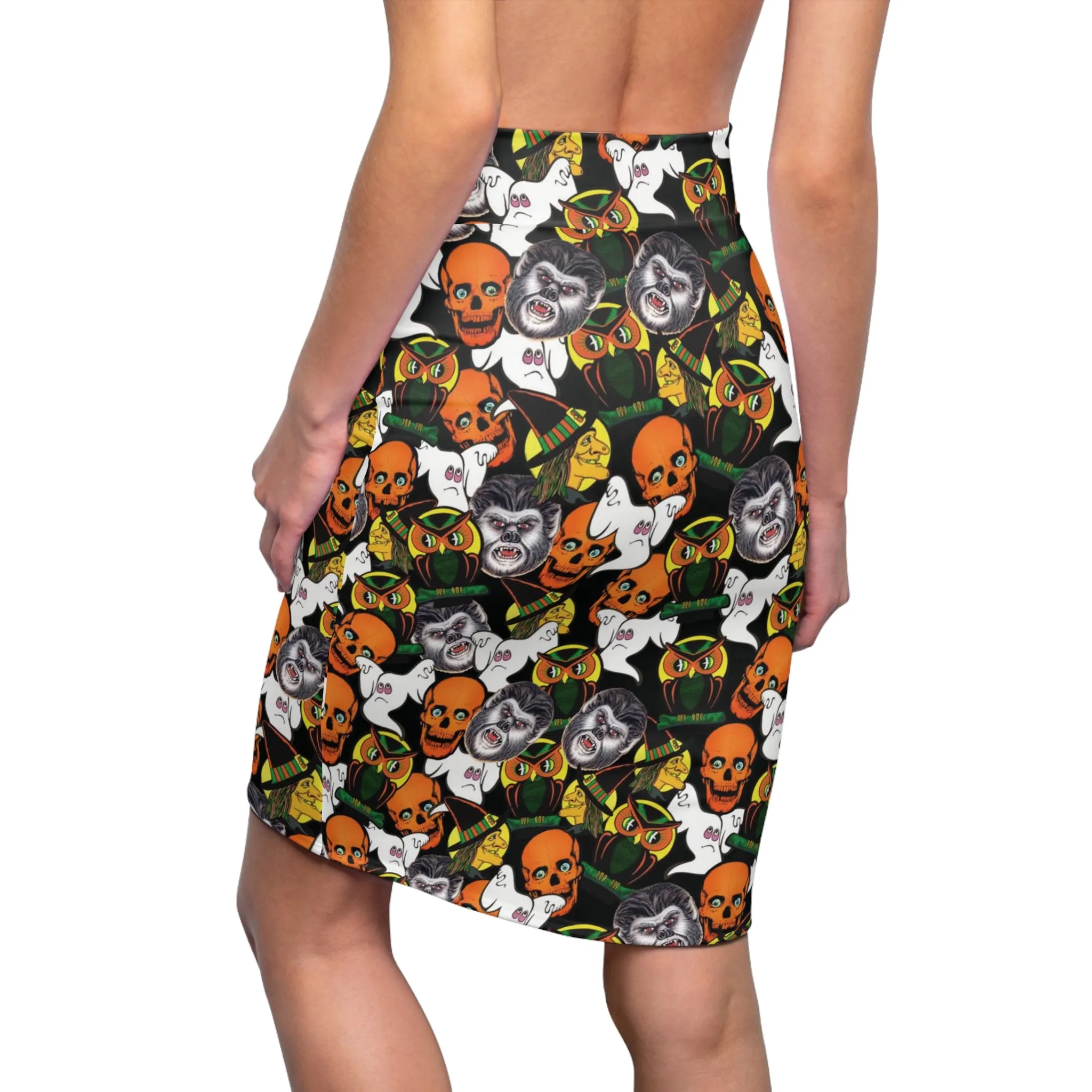 Vintag Halloween Mid Century Womens Tight Short Pencil Skirt  - Saiko Studio