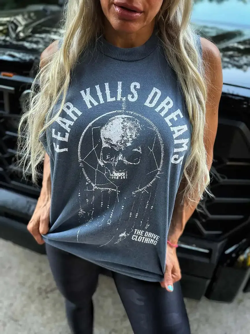 VINTAGE FEAR KILLS TANK TOP*NAVY*